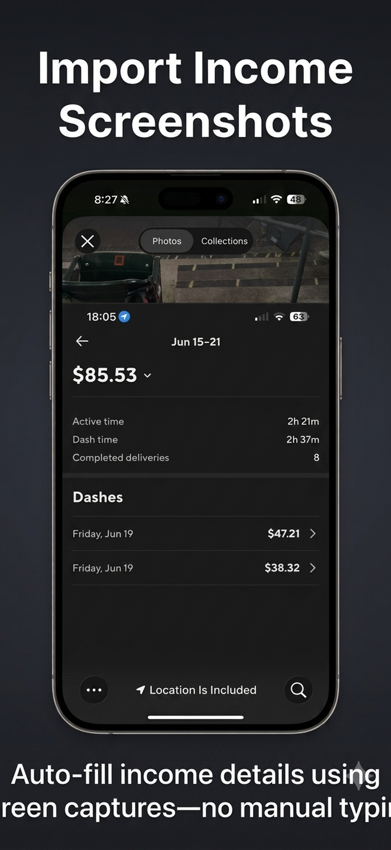 Import income screenshots — auto-fill details, no manual typing