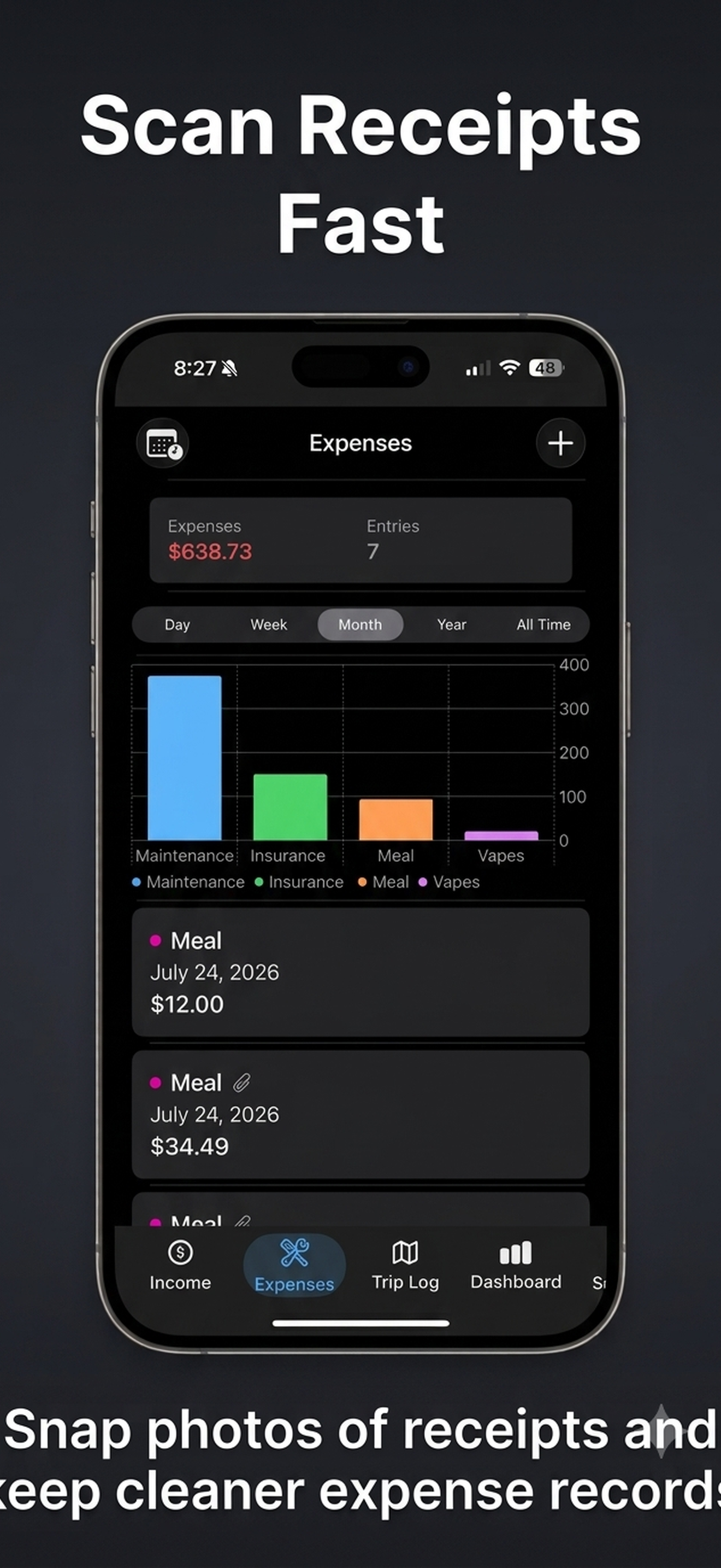 Scan receipts fast for cleaner expense records